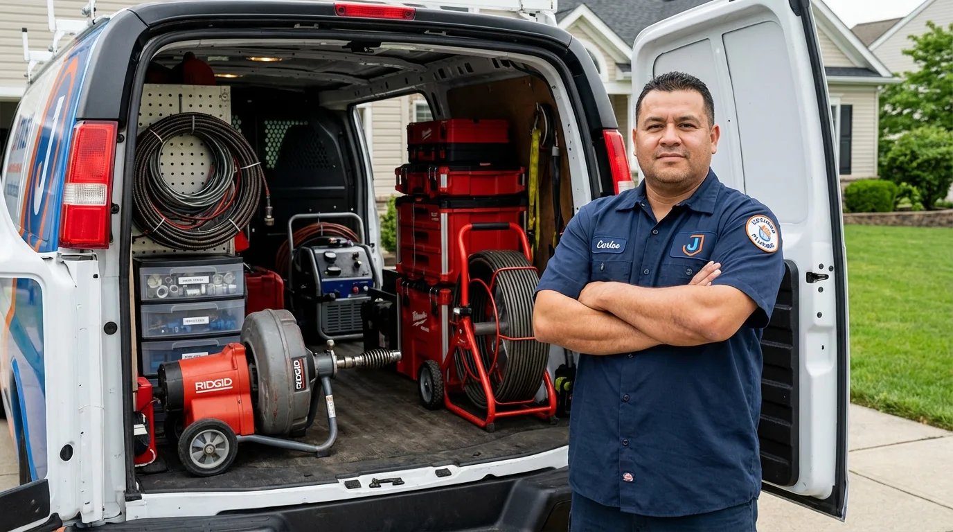 Professional drain cleaning equipment and Johns Plumbing LLC plumber in Lake Arrowhead